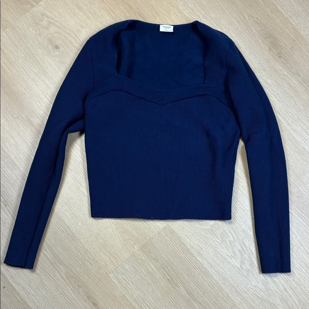 Abercrombie & Fitch Deep Blue Ribbed Knit Sweater Top Junior’s Tween Teen Large